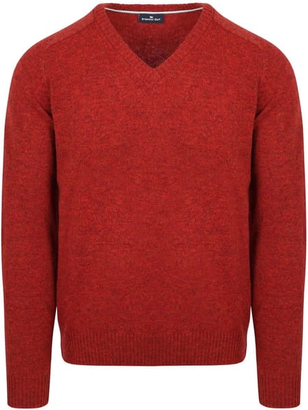 Steppin' Out Trui V-hals Lamswol Rood - Maat M - Heren