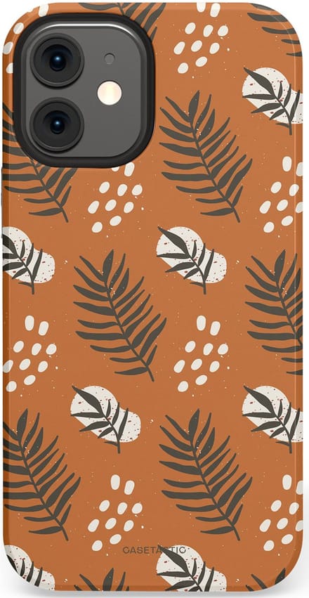 Casetastic hoesje geschikt voor Apple iPhone 12 Mini - Dubbellaagse bescherming - Rustiek ritme - Fashion Case - Terracotta Taupe