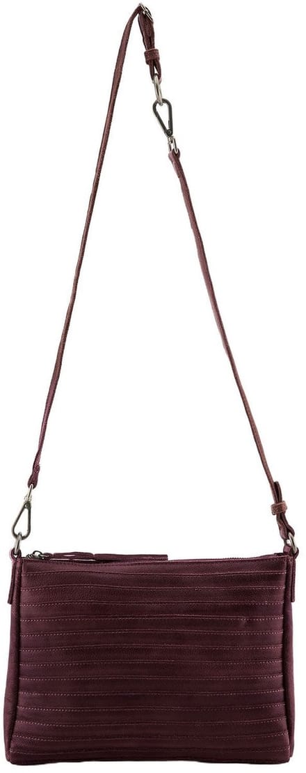 FREDsBRUDER Leren schoudertas Layer Crossbag Dark Red wijnrood