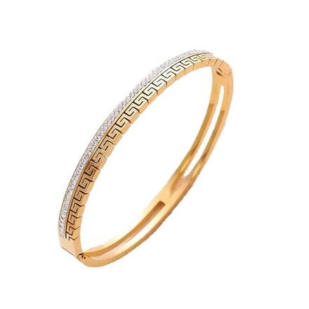 WeLoveSilver - chirurgisch stalen bangle met kristallen - goud - 20 cm