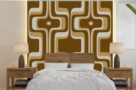 Behang - Fotobehang Retro - Design - Bruin - Breedte 280 cm x hoogte 280 cm