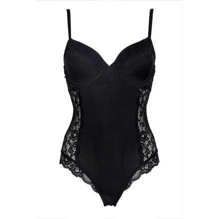 After Eden  - Maat 85B - Recycle Dames Kanten Bodystocking - Zwart
