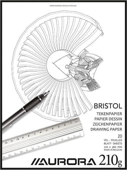 Aurora Tekenblok - Bristol - Glad Tekenpapier - 297 mm x 420 mm - A3 - 210g - 20 Vel