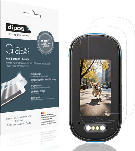 dipos – 2x Pantserfolie geschikt voor Sosisul 01141643 Action Cam | 9H Screenprotector
