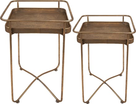 Clayre & Eef Bijzettafel Set van 2 38x38x53 cm Goudkleurig Metaal