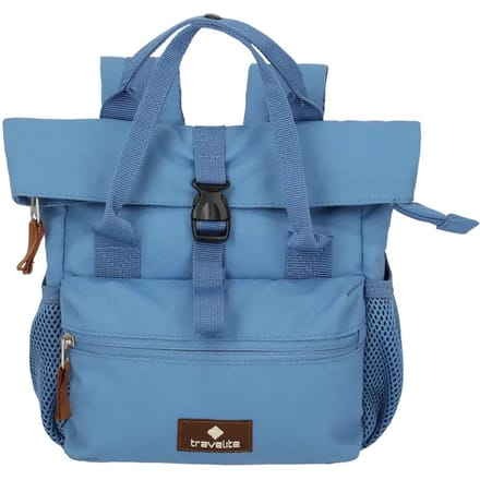 Travelite Basics Rugzak Short Handle Rollup Small Denim Blauw - Laptop rugzakken