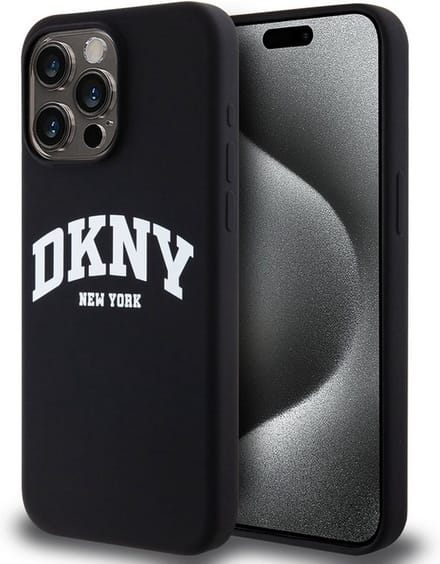 DKNY Silicone Arch Logo Back Case (MagSafe Compatible) - Geschikt voor Apple iPhone 15 Pro Max (6.7") - Zwart