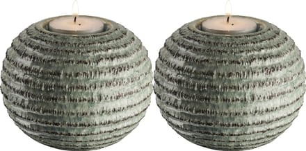 SET GUSTA THEELICHT HOUDER GROEN/BRUIN ( 2 stuks)