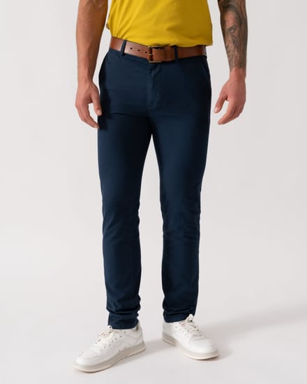 Slim Fit Chino's in Donkerblauw