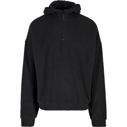 Urban Classics - Oversized Polar Fleece Half Zip Hoodie/trui - M - Zwart