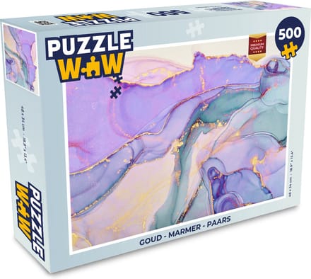 Puzzel Goud - Marmer print - Paars - Legpuzzel - Puzzel 500 stukjes