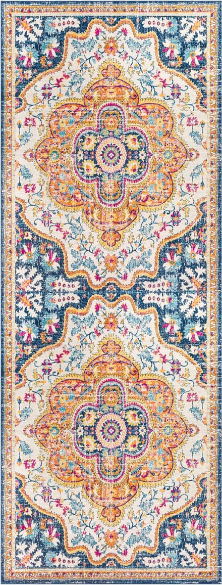 SURYA Willow vloerkleed vintage oosters meerkleurig blauw