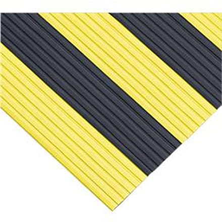 Ergonomische loper, 10 m rol, 600 mm breed, zwart/geel