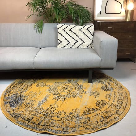 Vintage Vloerkleed Bloom rond - Geel - EVA Interior - Rond 160 Ø - (M)