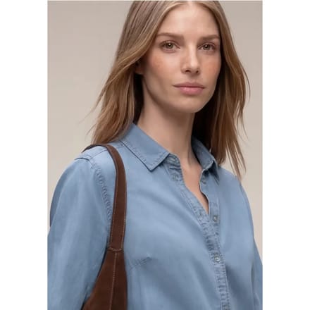 Overhemdblouse met 3/4 mouwen in denimlook