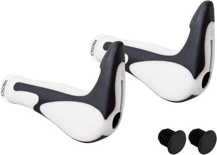 Fiets Handvatten - Ergonomische Grips - Comfortabel Fietsen - Geïntegreerd Bar-End - 149 mm Lengte - Wit Zwart