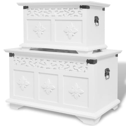 vidaXL - Opbergkisten - set - wit - 2 - st