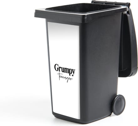 Container sticker Kind - Spreuken - Zwart - Wit - Quotes - Grumpy teenager - 44x98 cm - Kliko sticker
