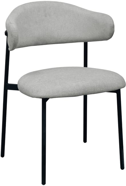 ExitoDesign MILOS - Eetkamerstoel - Jasmin Szary Stoffen Bekleding - Zwarte Metalen Poten