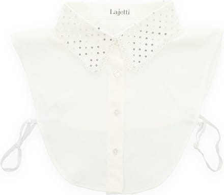 Lajetti - Wit Kraagje met Pailetten - Dames Blouse Kraagje Los