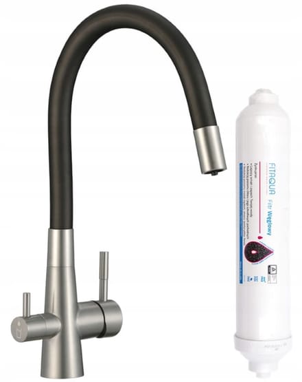 Kuchinox Riveco - Keukenkraan - Flexibele Uitloop - Mat Zwart - Watersysteem Filter