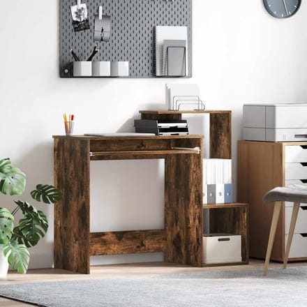 vidaXL - Bureau - Rook - Eiken - 106 - x - 41 - x - 88.5 - cm - Bewerkt - hout