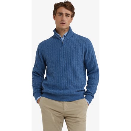 McGregor Cable Zip Mock Sweater Worker Blue Taglia: 3XL | Maglioni a maglia Outlet | Uomo | Blu