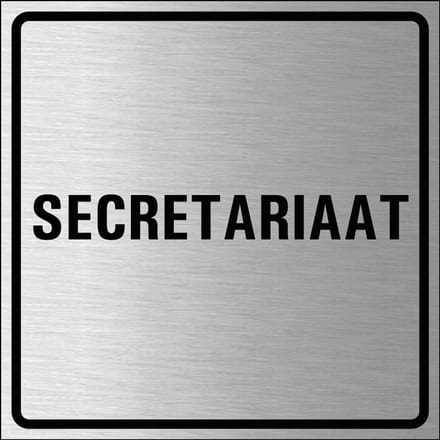 Secretariaat bordje, geborsteld aluminium 100 x 100 mm