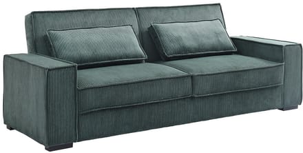 Vente-unique Driezitsslaapbank van spargroen ribfluweel FINORO