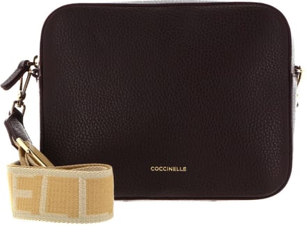 COCCINELLE Leren Schoudertas Tebe Crossover Bag Darkbrown Donkerbruin