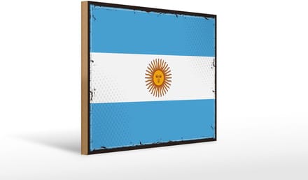 Holzschild Flagge Argentinien 40x30cm Retro Flag Argentina