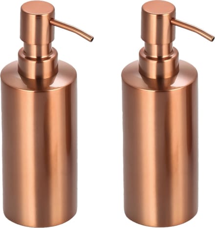 MSV Zeeppompje/dispenser - 2x - Kyoto - rvs - koper kleur - 6 x 18 cm - 260 ml