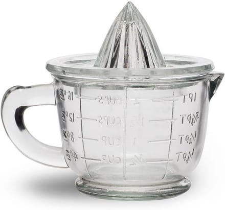 Glazen Citruspers - Maatbeker Set - Verse Sapjes Maken - Vintage Design - 600ml Capaciteit - Transparant