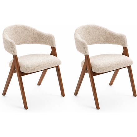 Milton & Oldbrook Eetkamerstoel Enna Zand - Hout - 2 Stuks