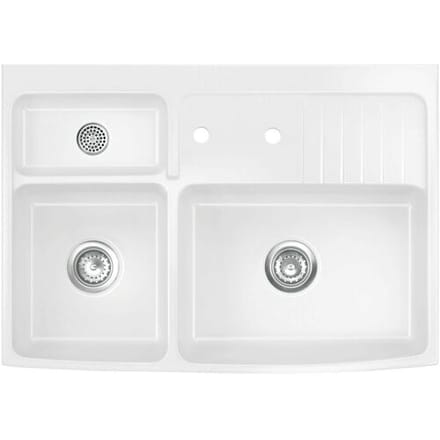 Systemceram Keradomo Centra 90 ceramic element special size with eccentric drain, residual strainer, dishwasher basket 509602-12 0100 0824 0810 0871