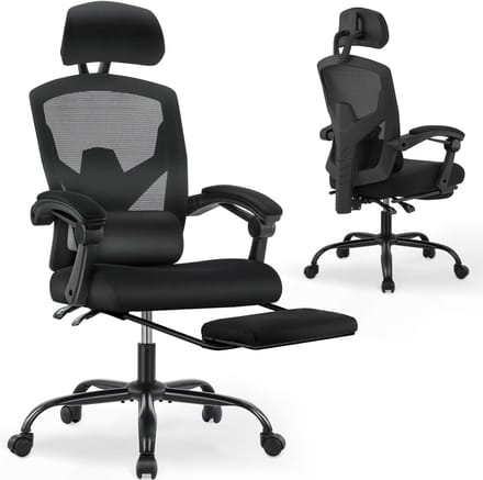 Ergonomische bureaustoel - Comfortabele stoel - Thuiswerken - Verstelbare lendensteun - Standaard - Zwart