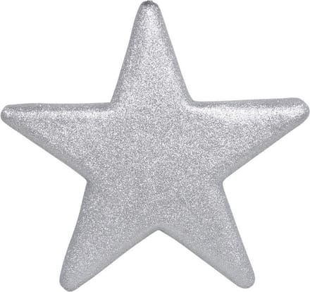 Othmar Decorations Decoratie ster - zilver - 25 cm - kunststof - glitter - hangdecoratie - kerstversiering