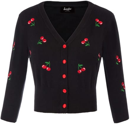 Succubus Clothing Retro Cherry 50's Cardigan Zwart