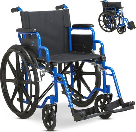 Safe Age® Rolstoel - opvouwbaar lichtgewicht met afneembare voetsteunen - inklapbare armleuningen