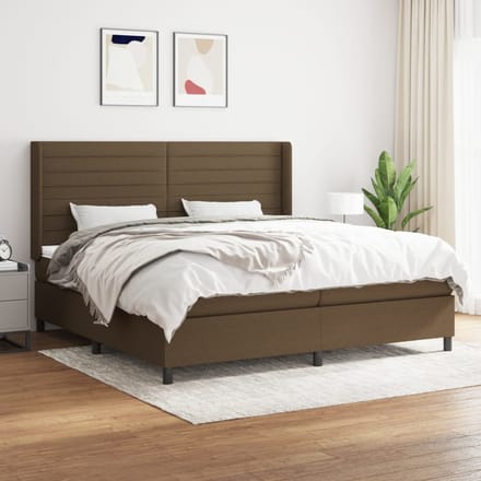 vidaXL - Boxspring - met - matras - stof - donkerbruin - 200x200 - cm