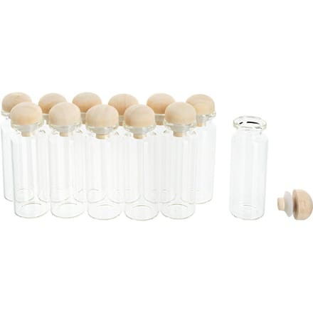 VBS Glazen potjes met houten stop, 12 stuks