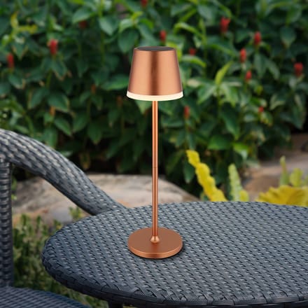 Globo LED lamp op zonne-energie, metaal, koperkleurig, hoogte 41 cm, IP44
