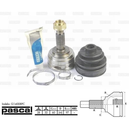 Homokineet reparatie set, aandrijfas PASCAL G14008PC