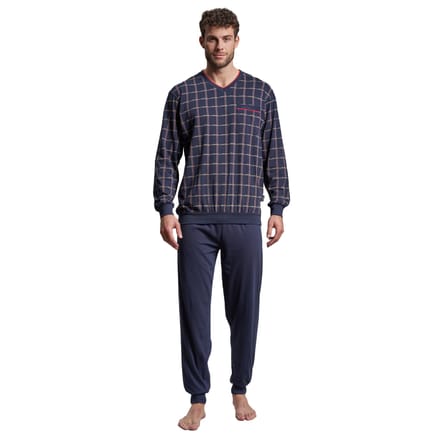 Gotzburg heren pyjama - blauw met rood en wit geruit