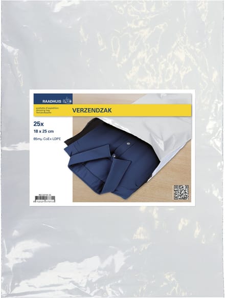 Raadhuis verzendzakken plastic - 18 x 25 cm - aantal 25 stuks