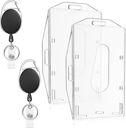 Badgehouders Plastic - Pasjeshouder Kaarthouder - Kaarten Organiseren - Met Duimgleuf - 2 Stuks - Transparant