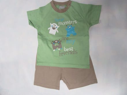 Wiplala - Zomer pyjama - Jongens - Groen / bruin - These monsters - 3 jaar  98