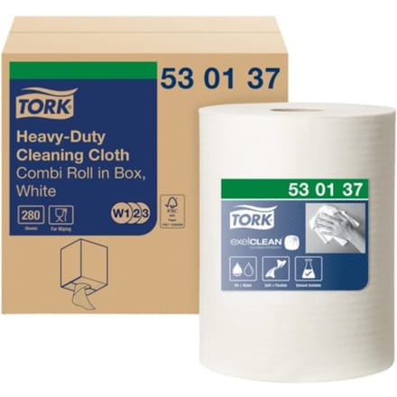 Tork 530137 Premium poetsdoek wit non-woven 530 Combi Roll, W1/W2/W3, 280 vel/rol (530137)