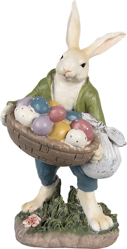 Clayre & Eef Beeld Konijn 32 cm Beige Groen Polyresin