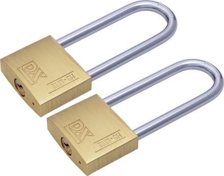 Dulimex Hangslot met 2 sleutels - 2x - 40 mm - messing - 64 mm beugel - kofferslot